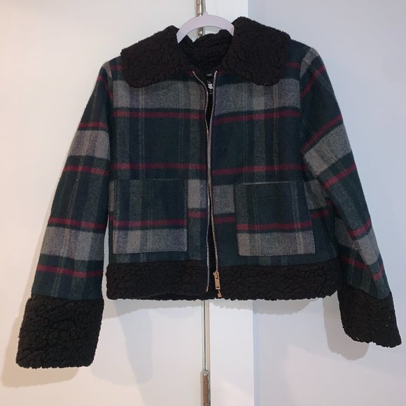 Plaid Fuzzy Lined Coat - Picture 1 of 2